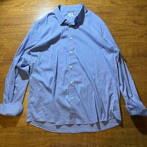 Faherty Brand Mens Gingham Button Down Shirt Blue Purple Long Sleeve L